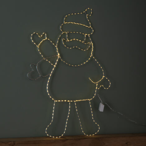 79cm x 54cm Light up Waving Santa Christmas Silhouette with Warm White LEDs (1/5)