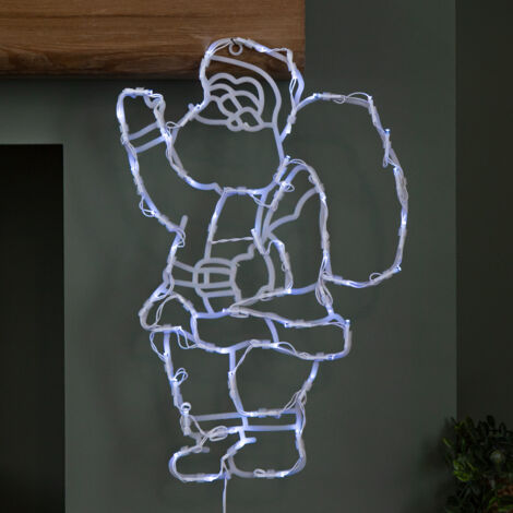 44cm Battery Powered Light up Hanging Christmas Santa with White Multi-Action LEDs (1/5)