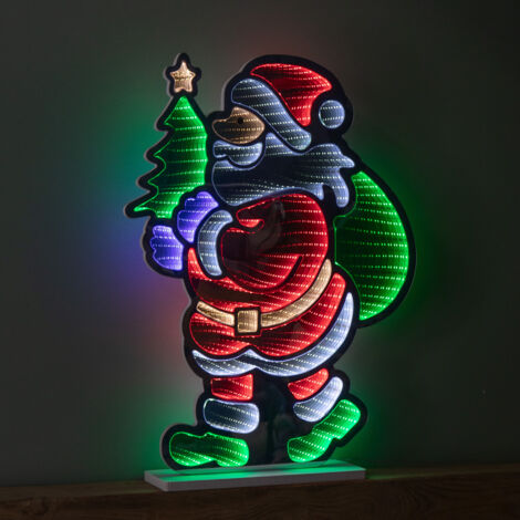 60cm Light up Standing Santa with Tree Christmas Infinity Light with Multi-Coloured LEDs (1/5)