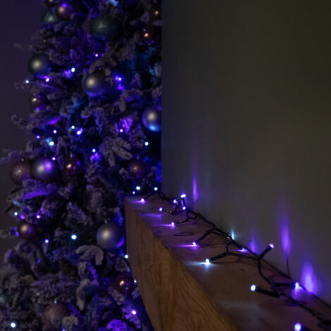 38.3m 480 LED SupaBrights Christmas String Lights with Timer in Blue, Purple & White (1/5)