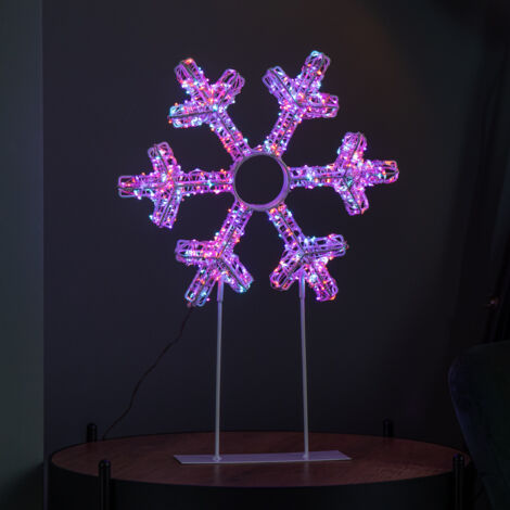 45cm Light up White Christmas Snowflake on Metal Stand with Twinkling Rainbow LEDs (1/5)