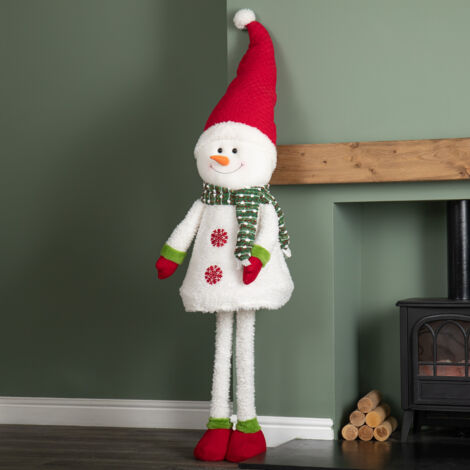 1.8m Tall Extendable Plush Snowman Decoration with Telescopic Legs (1/2)