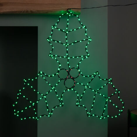 64cm Light up FlexiBrights Christmas Holly and Berries Decoration with 268 Green & Red LEDs (1/5)