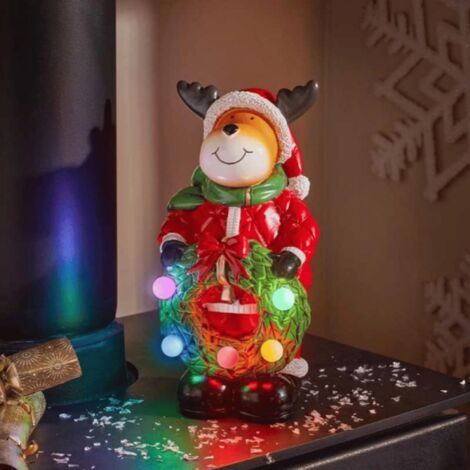 25cm Light up Rudy Rudolph Christmas Hand Painted Decoration with LEDs (1/5)
