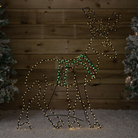 1.4m x 86cm Light up FlexiBrights Standing Christmas Reindeer with 420 Multi-Coloured LEDs (1/5)