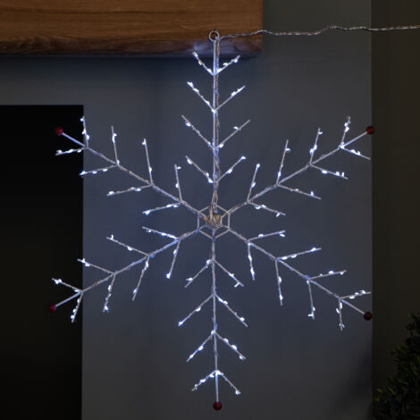 50 x 50cm Light up Metal Christmas Snowflake with 132 Multi-Action White LEDs (1/5)