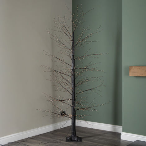 7ft (2.10m) Tall Light up Black Micro Dot Christmas Tree with 1600 Warm White LEDs (1/5)