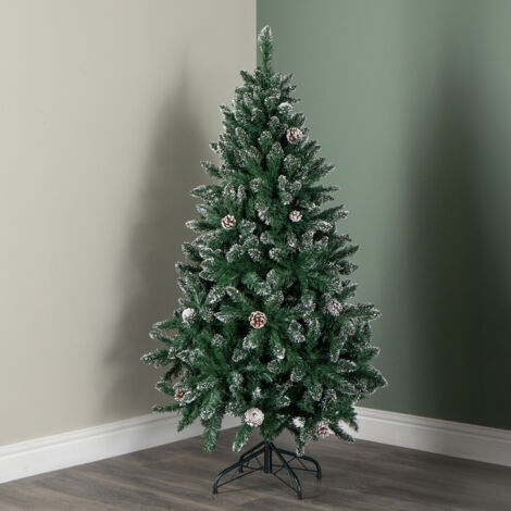 5ft (1.5m) Tall Rocky Mountain Pine Christmas Tree with 526 Snow Tipped Branches & Pinecones (1/5)