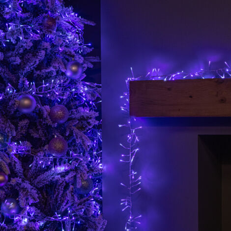 9.3m 720 LED Christmas Cluster String Lights with Timer in Blue, Purple ...