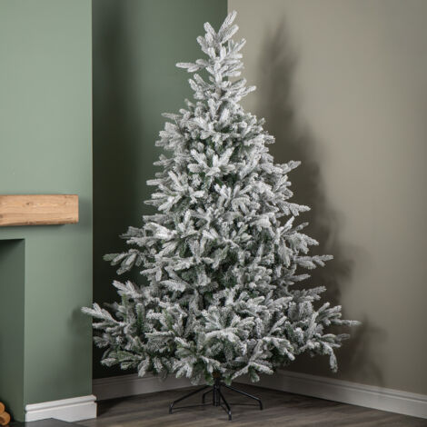 7ft (2.1m) Snowy Grandis Fir Artificial Christmas Tree with 2326 Tips & Metal Stand (1/5)