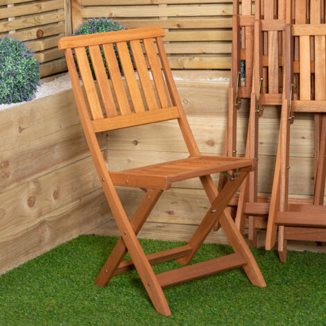 Set of 4 Bowness Outdoor Garden Patio Wooden Folding Chairs (1/3)