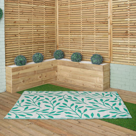 1.5m x 2.1m Green Leaves Large Outdoor Alfresco Patio Rug Mat (1/5)