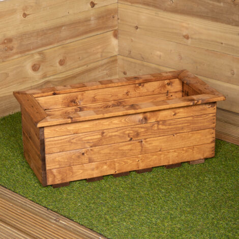 Hand Made 82cm x 40cm Rustic Wooden Medium Garden Trough / Flower Bed Planter