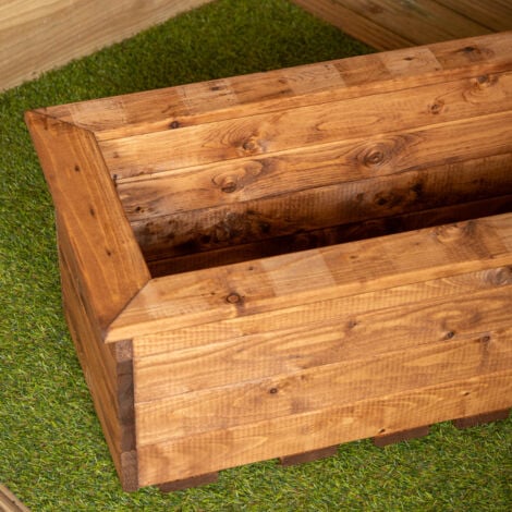 Hand Made 82cm x 40cm Rustic Wooden Medium Garden Trough / Flower Bed Planter