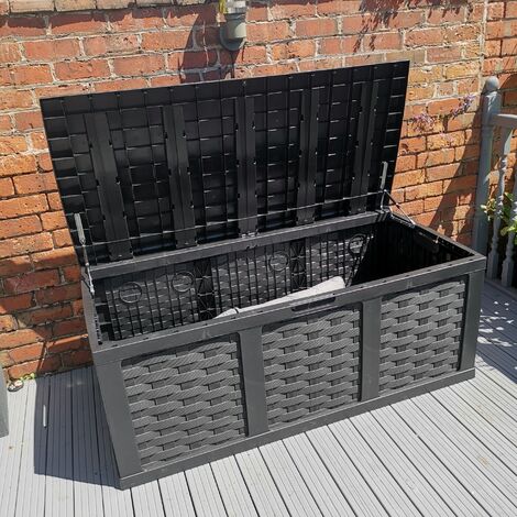 XXL Rattan-Look Garden Storage Box Chest Outdoor Cushion Trunk 634L Anthracite 