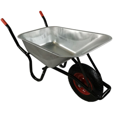 90 Litre 150kg Capacity Heavy Duty Galvanised Samuel Alexander Metal Garden Wheelbarrow with Pneumatic Tyre