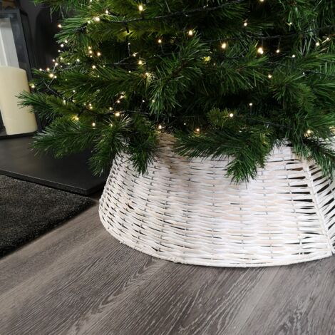 40/58cm Samuel Alexander KD Willow Christmas Tree Skirt Wicker Rattan- Medium White Wash (1/5)