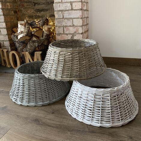 Grey wicker store tree skirt