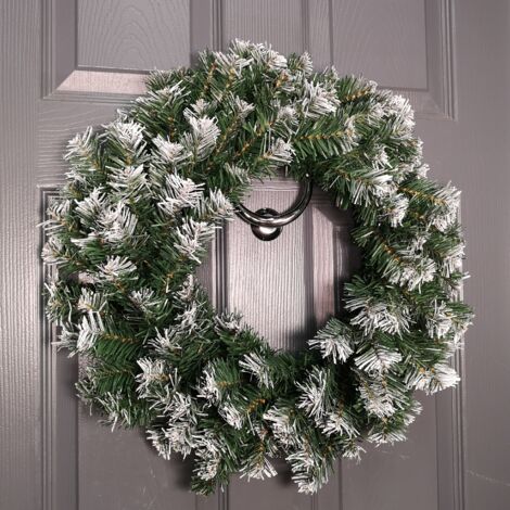 55cm Premier Christmas Snow Tipped Green Pine PVC Door Wreath (1/4)