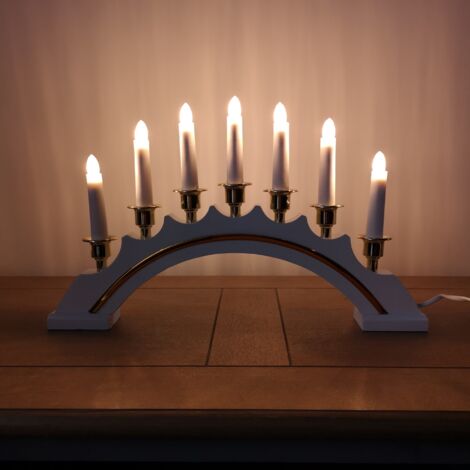 45cm Premier Christmas Candlebridge with 7 Bulbs in White Mains Powered (1/5)