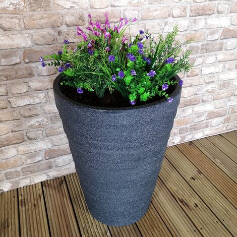 Medium Grey Charcoal Effect Garden Trojan Plant Pot 56cm Tall 38cm Wide