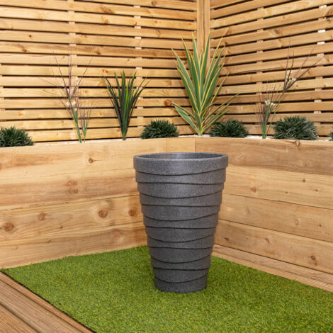 56cm Medium Round Grey Garden Patio Trojan Plant Pot