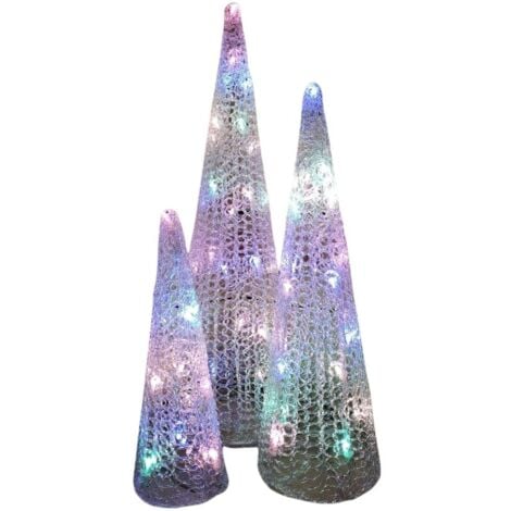 Snowtime Set of 3 Pastel Coloured Christmas Static LED Pyramids