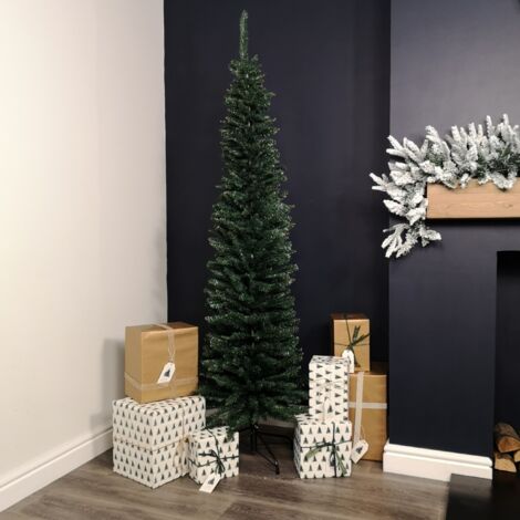6.5ft (2m) Pencil Style Slim Artificial Christmas Tree in Green (1/5)