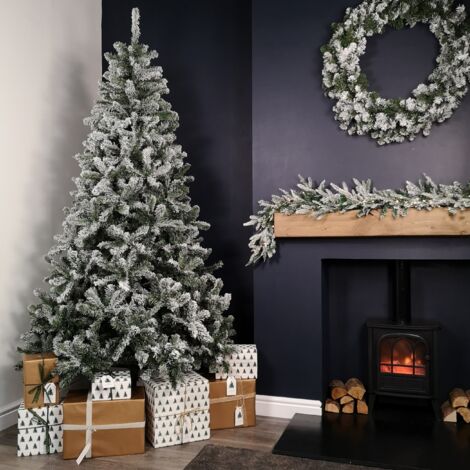 7ft (2.1m) Snow Flocked Woodcote Spruce Artificial Christmas Tree (1/5)
