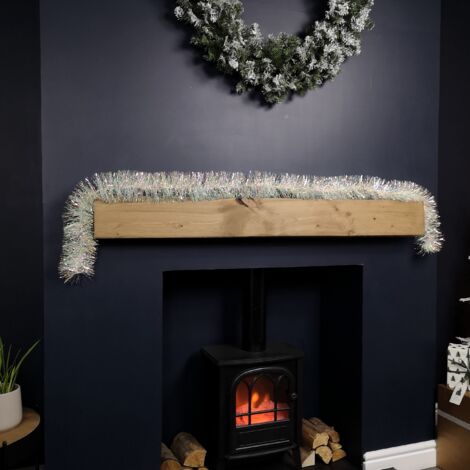 200cm x 12cm Fine Cut Iridescent White Tinsel Garland Christmas Tree Decoration (1/5)
