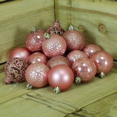 Set of 96 Shatterproof Plastic Christmas Ball Ornaments;Rose Red The Holiday Aisle Color: Bronze