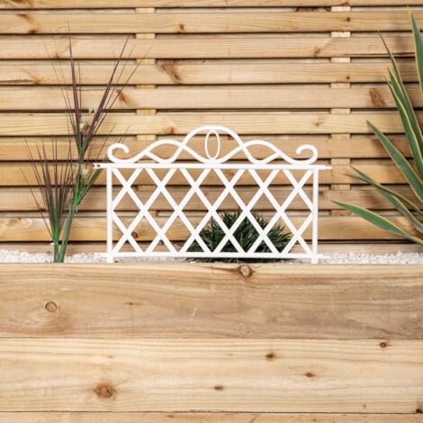 Pack of 12 27cm White Plastic Garden Patio Lawn Border Fence Edging