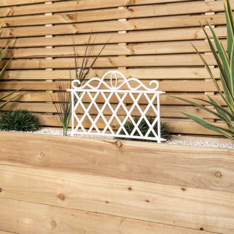 Pack of 12 27cm White Plastic Garden Patio Lawn Border Fence Edging