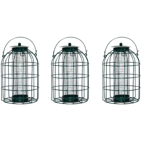 Pack of 3 Wild Bird Hanging Nut Feeder with Squirrel Guard (1/5)