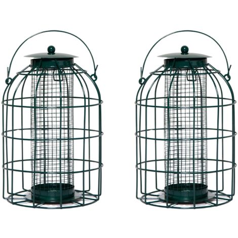 Pack of 2 Wild Bird Hanging Nut Feeder with Squirrel Guard (1/5)
