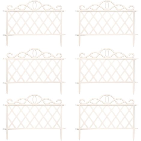 Pack of 6 27cm White Plastic Garden Patio Lawn Border Fence Edging