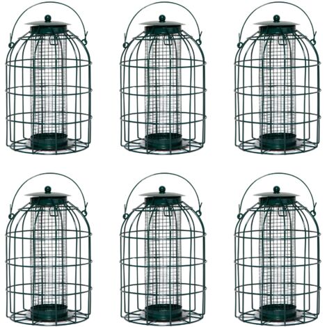 Pack of 6 Wild Bird Hanging Nut Feeder with Squirrel Guard (1/5)