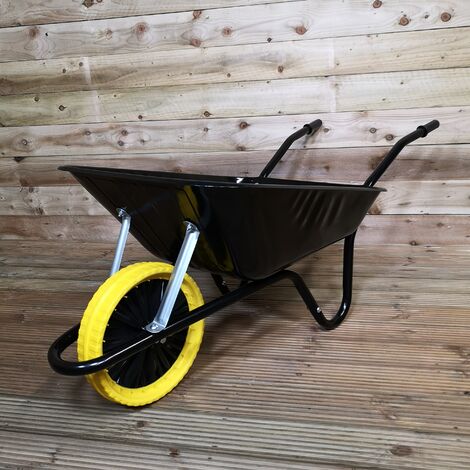 85 Litre Heavy Duty Builders Wheelbarrow Black Puncture Proof