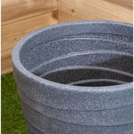 66cm Tall Round Grey Garden Patio Trojan Plant Pot