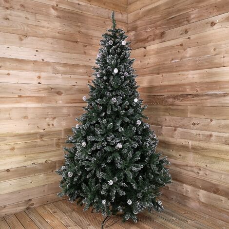 2.4m /8ft Rocky Mountain Pine Green Artificial Christmas Tree Snow Tip and Pine Cones (1/5)