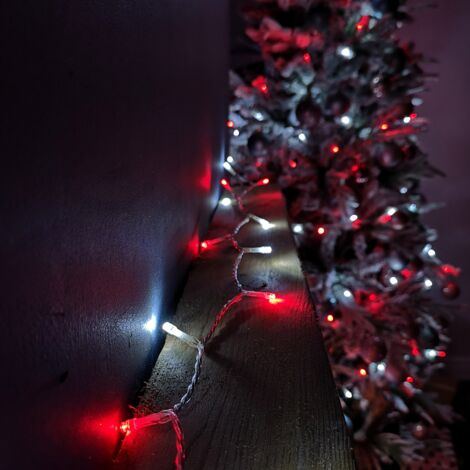 200 LED 16m Christmas Outdoor Function Lights Timer Clear Cable in Red & White (1/5)