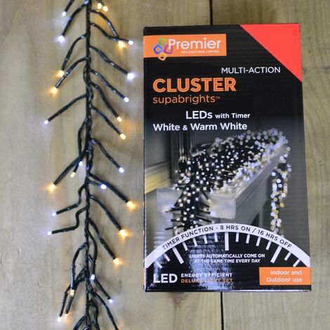 960 LED 12.4m Premier Christmas Outdoor Cluster Timer Lights Red