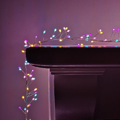 800 LED 5.5m Premier Christmas Indoor Outdoor Wire Cluster Lights with Timer in Rainbow (1/5)