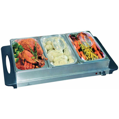 2.5 L Stainless Steel Warming Tray with 4 Crocks Party Buffet