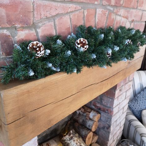 90cm Snow King Fir Christmas Swag Garland with Pine Cones & Snow Tips (1/4)