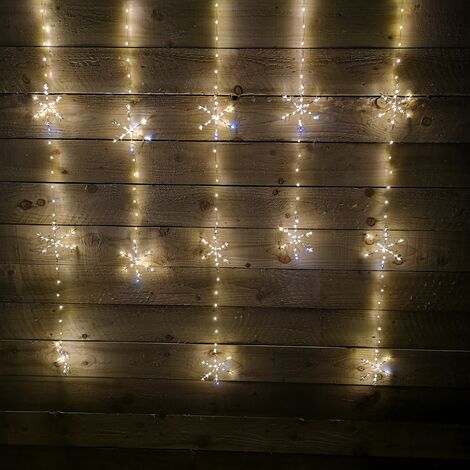 390 LED 1.2m x 1.3m Twinkling Snowflake LED Curtain Christmas Lights Decoration in Warm White (1/2)