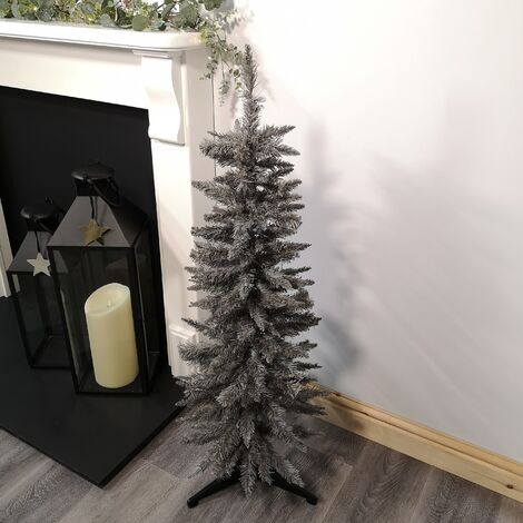 4ft (120cm) Snowtime Wrapped Pencil Pine Grey Tree with 168 Tips (1/5)
