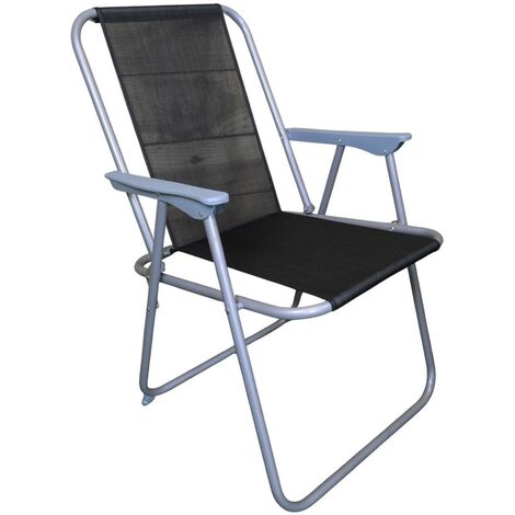 1 x Foldable Garden Chair Fixed position garden chair with grey frame and black fabric