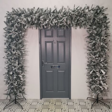 8ft Indoor Flocked PVC Christmas Tree Arch with Snow Tips and Flat Top (1/5)