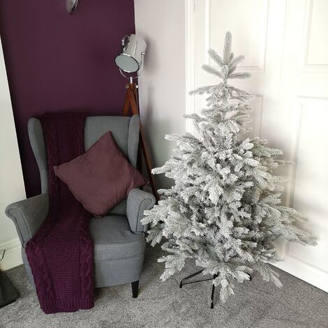 150cm 5ft Grey Frosted Grandis Fir PE / PVC Mix Hinged Festive Christmas Tree 1038 tips (1/5)